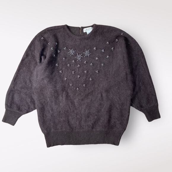 Kamiran Vintage Angora and Lambs Wool Beaded Sweater Size L‎ - Picture 1 of 7